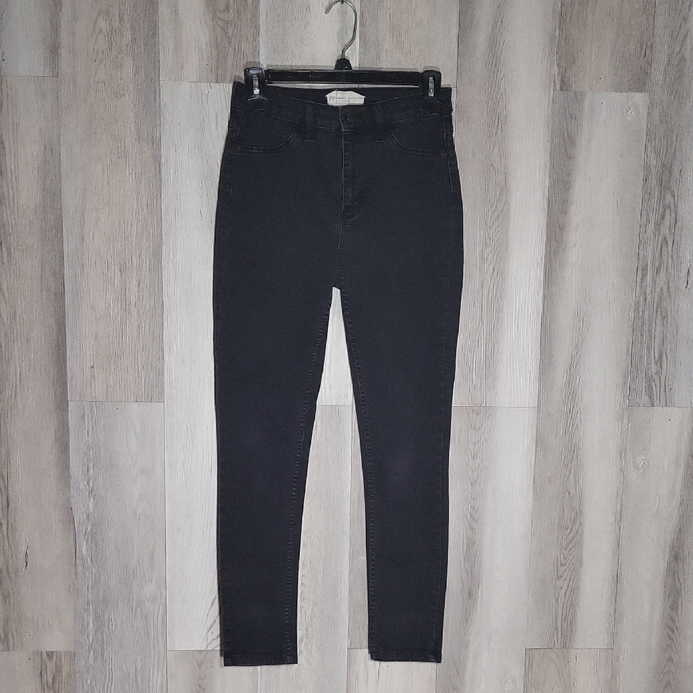 Free People Womens 27R Jeans Skinny Tapered Leg Black Denim Fitted Casual